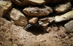 erosion control wall with blocked drainage